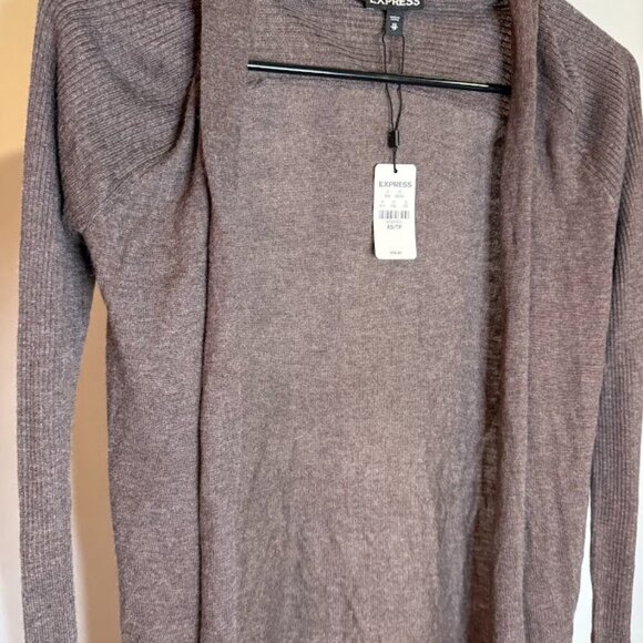 Express Brown Cashmere Blend Open Cardigan - Picture 2 of 6